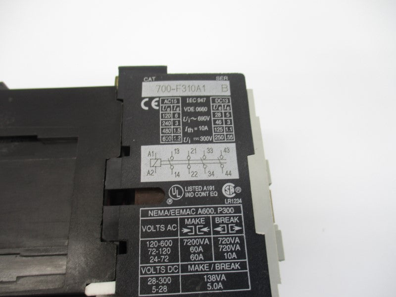 ALLEN BRADLEY 700-F310A1 SER. B 110/120V 10A (GREY) NSNP