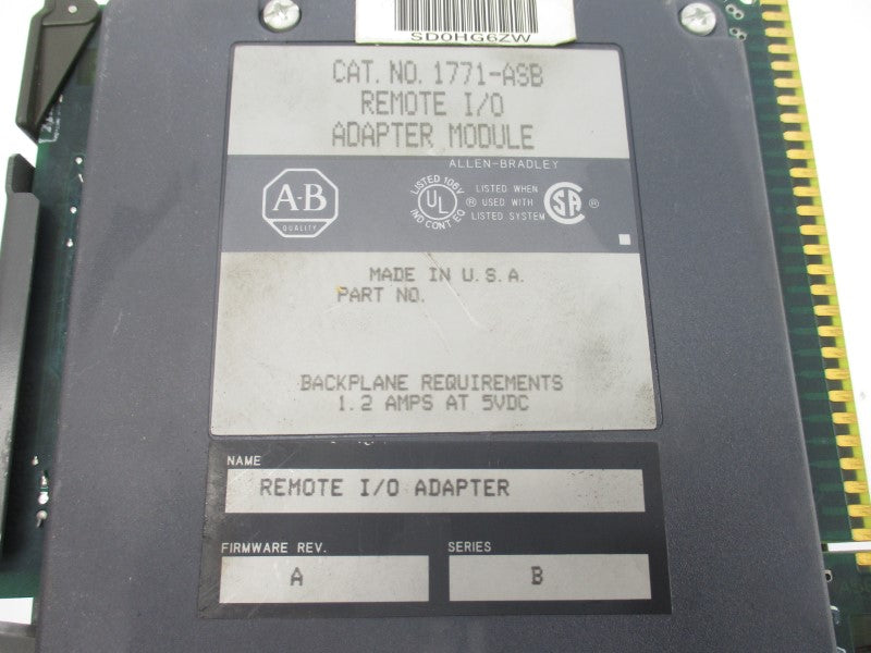 ALLEN BRADLEY 1771-ASB SER. B F/W A 5VDC 1.2A UNMP