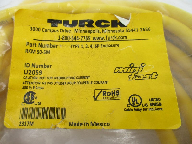 TURCK RKM50-5M U2059 300V 9A NSMP