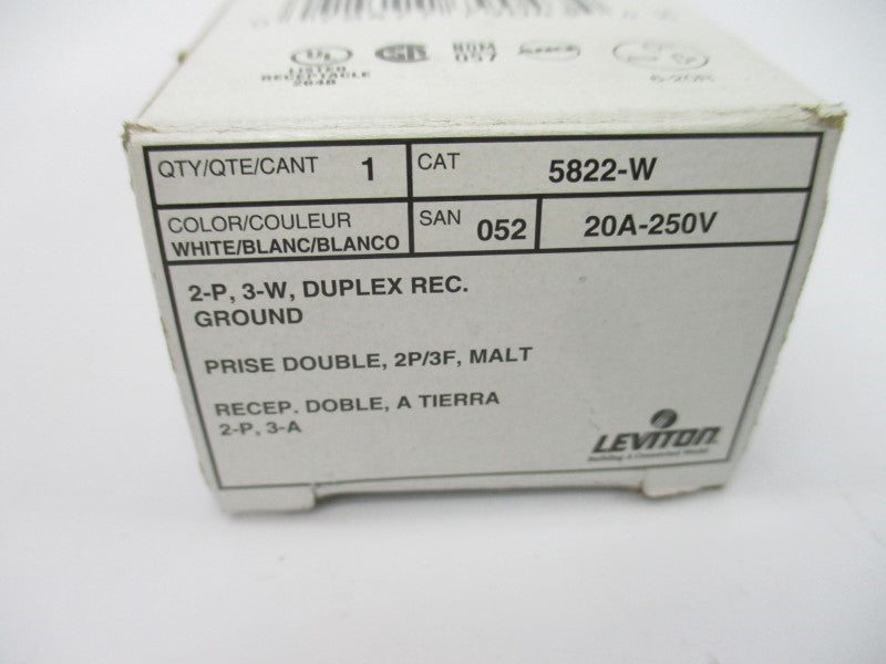 LEVITON 5822-W 250V 20A NSMP