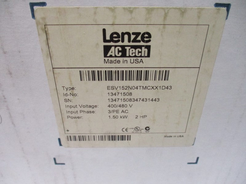 LENZE ESV152N04TMCXX1D43 13471508 400/480V 4.7/4.1A NSMP