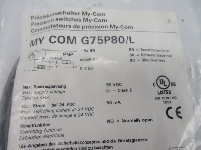 BAUMER ELECTRIC MYCOMG75P80/L 36VDC NSMP