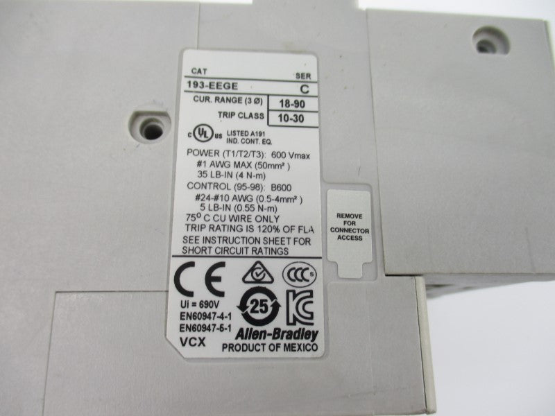ALLEN BRADLEY 193-EEGE SER. C 600V 18-90A UNMP