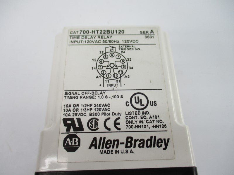 ALLEN BRADLEY 700-HT22BU120 SER. A 120VAC/DC 10A 1.0-100S UNMP