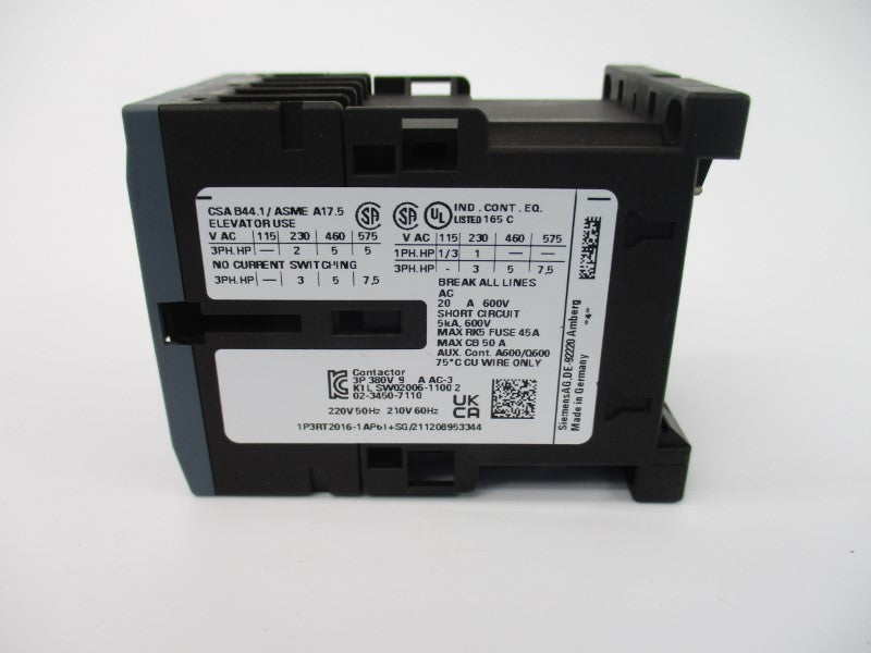 SIEMENS 3RT2016-1AP61 220/240V 20A NSMP