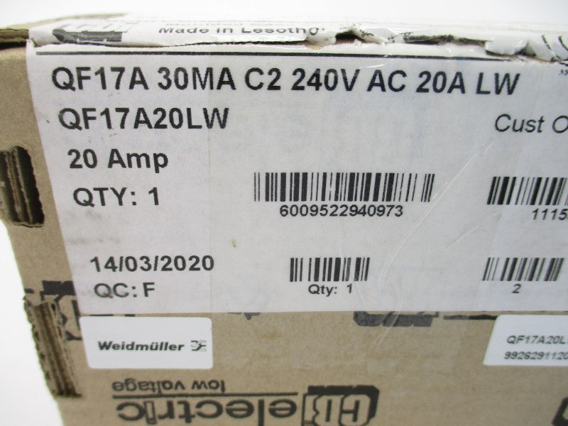 CBI ELECTRIC QF17A20LW 240VAC 20A NSMP