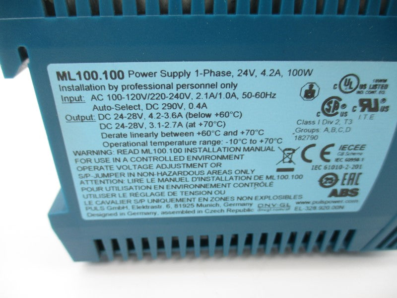 PULS ML100.100 100-120/220-240VAC 2.1/1A NSNP