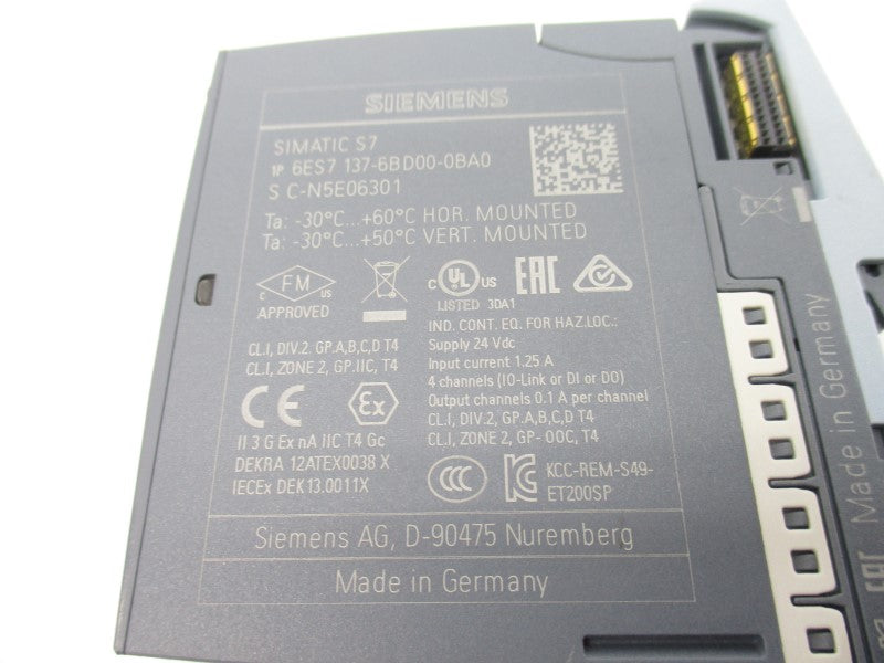 SIEMENS 6ES7137-6BD00-0BA0 24VDC 1.25A UNMP