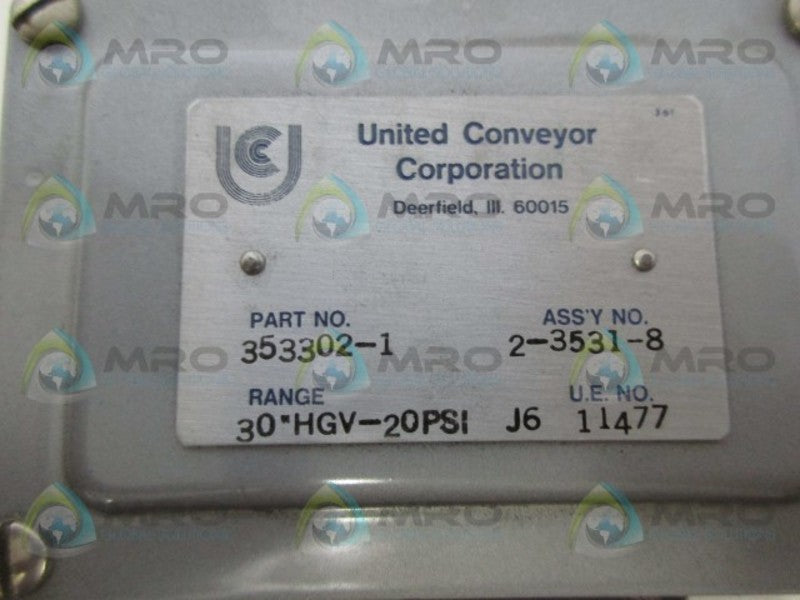 UNITED CONVEYOR 353302-1 PRESSURE SWITCH *NEW NO BOX*