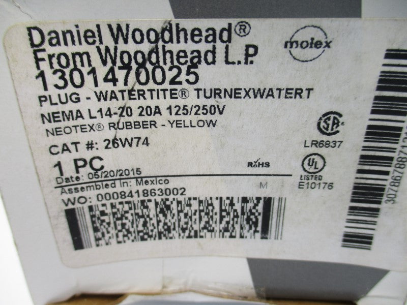 DANIEL WOODHEAD 26W74 1301470025 125/250V 20A NSMP