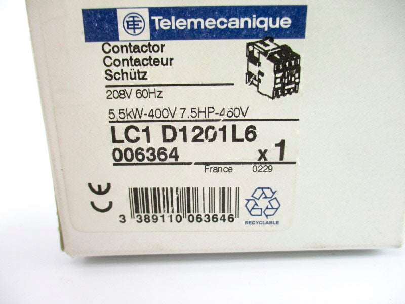 TELEMECANIQUE LC1D1201L6 208V 25A NSMP