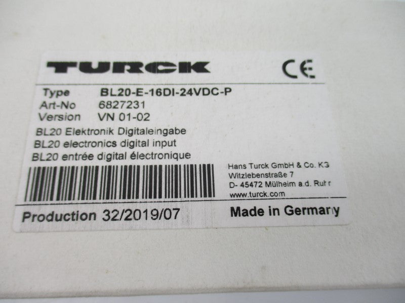 TURCK BL20-E-16DI-24VDC-P 6827231 24VDC NSMP