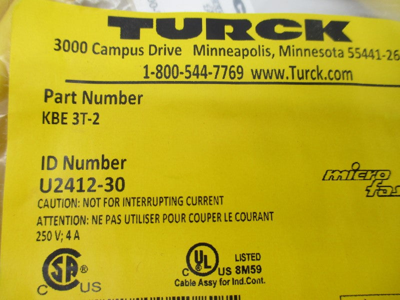 TURCK KBE3T-2 U2412-30 250V 4A NSMP