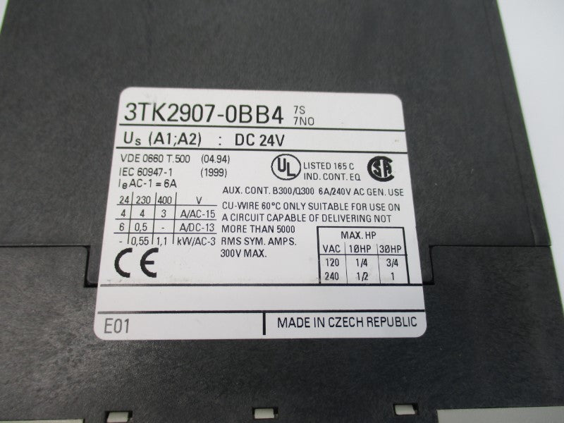SIEMENS 3TK2907-0BB4 24VDC 6A NSNP