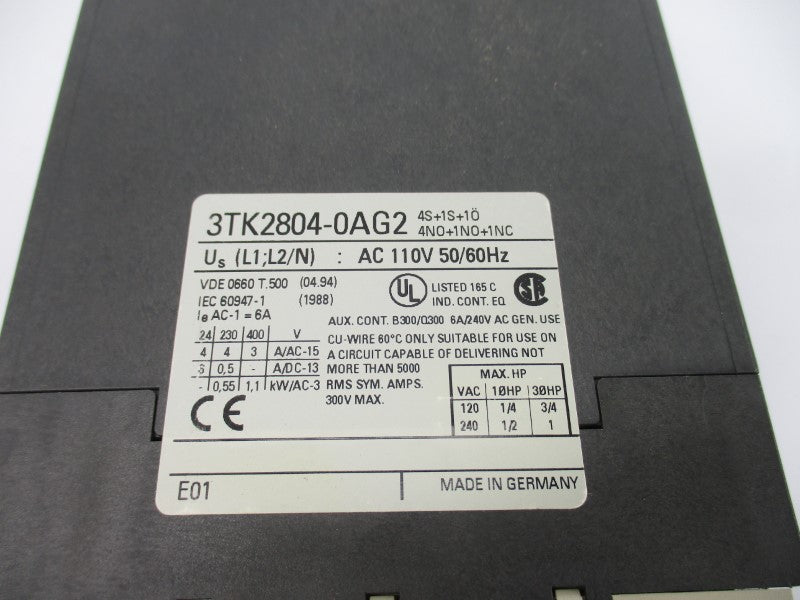SIEMENS 3TK2804-0AG2 110V 6A NSNP