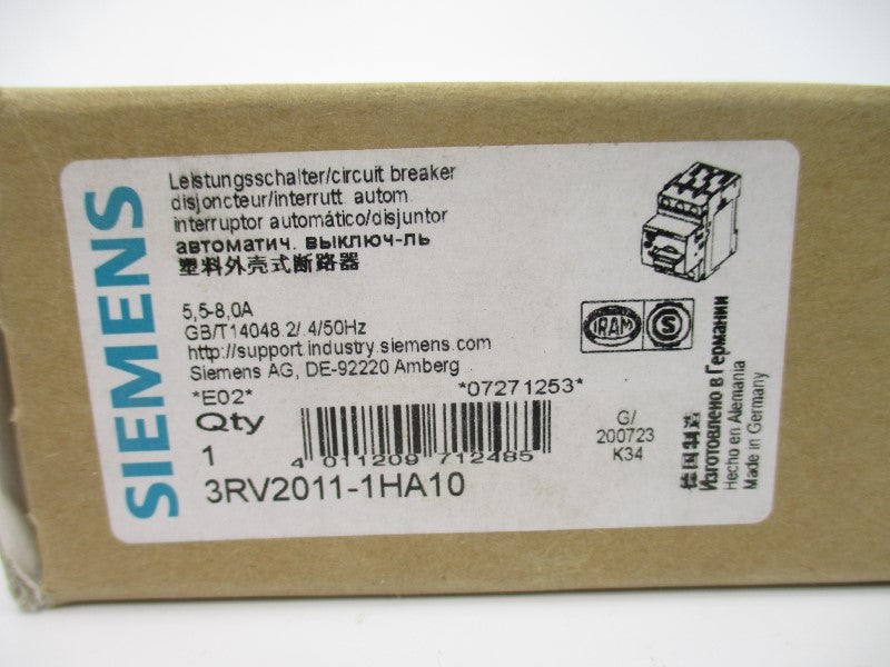 SIEMENS 3RV2011-1HA10 690V 5.5-8A NSMP