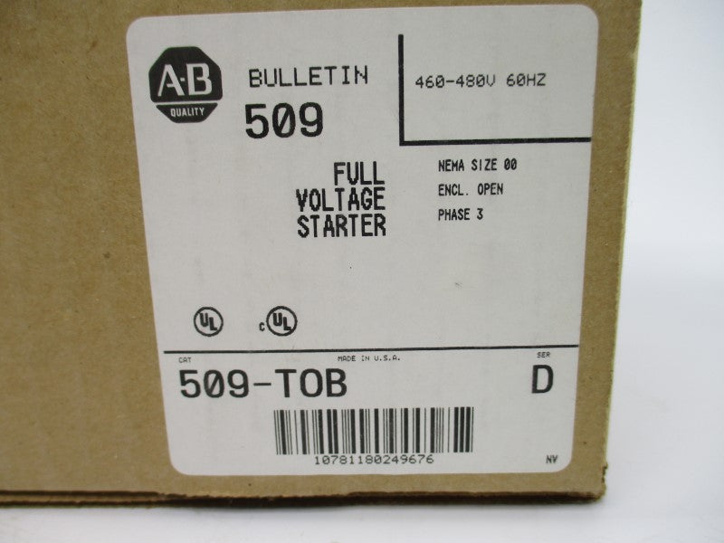 ALLEN BRADLEY 509-TOB SER. D 440-480V 25A (BR/WH) NSMP