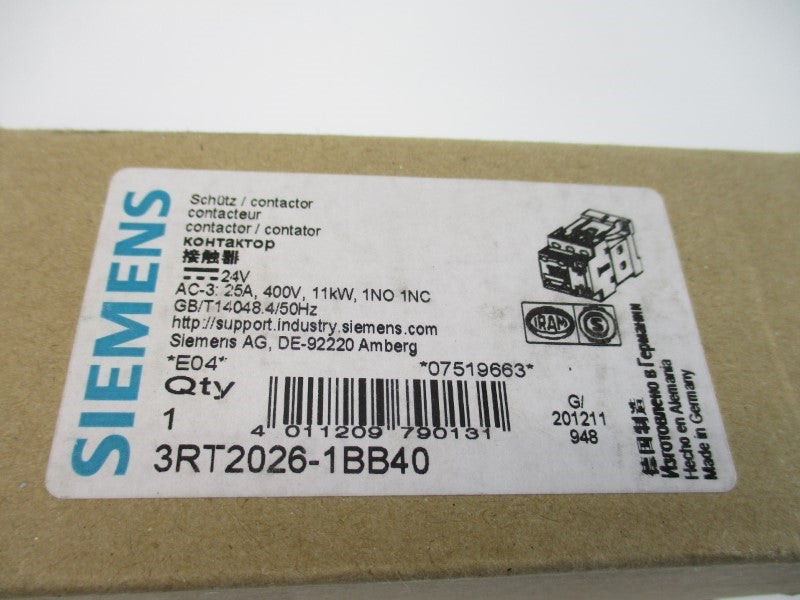 SIEMENS 3RT2026-1BB40 24V NSMP