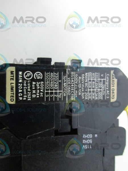 MTE MAX01 0470 CONTACTOR UNMP
