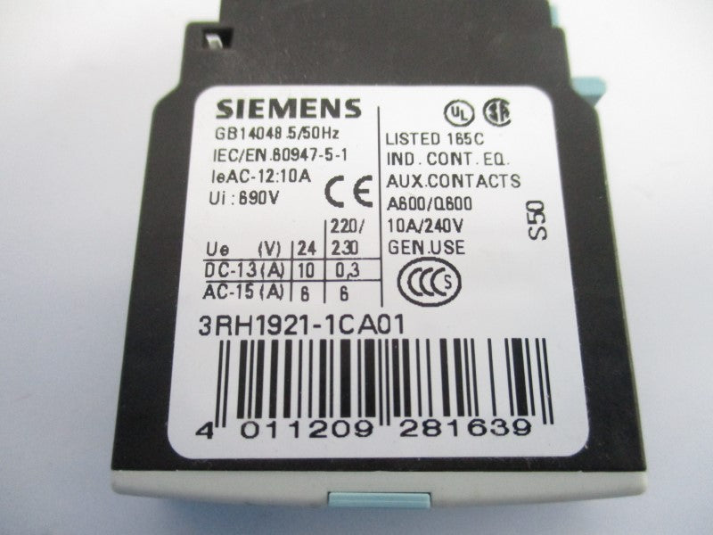 SIEMENS 3RH1921-1CA01 240V 10A NSNP