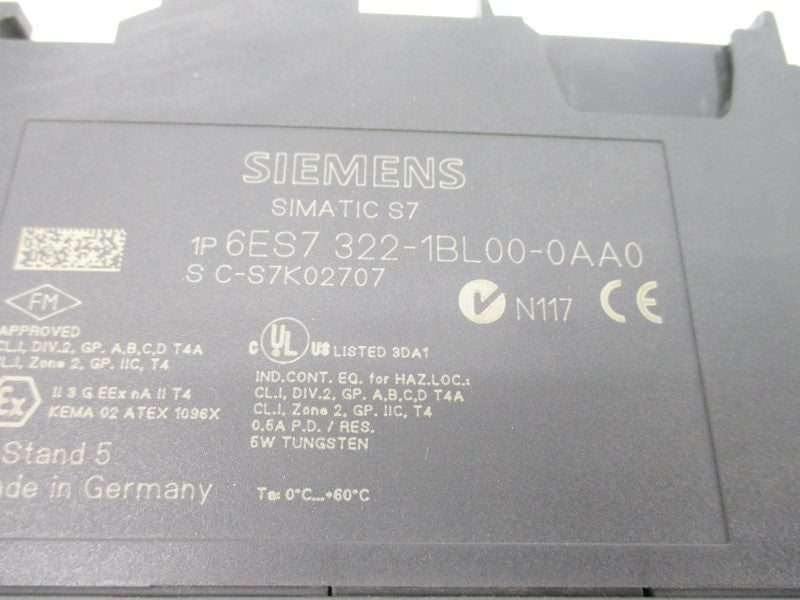SIEMENS 6ES7322-1BL00-0AA0 24VDC 0.5A (AS PICTURED1) UNMP