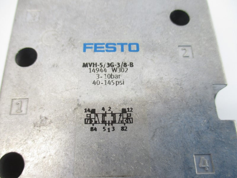 FESTO MVH-5/3G-3/8-B 14944 20.4-26.4VDC 40-145PSI NSNP