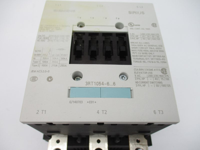 SIEMENS 3RT1054-6AF36 110-127V 250A UNMP