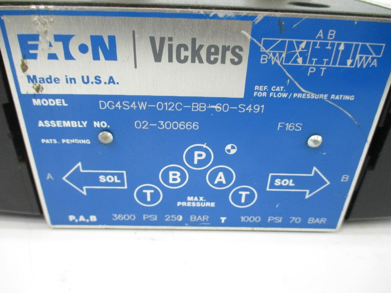 VICKERS DG4S4W012CBB60S491 02-300666 3600PSI UNMP