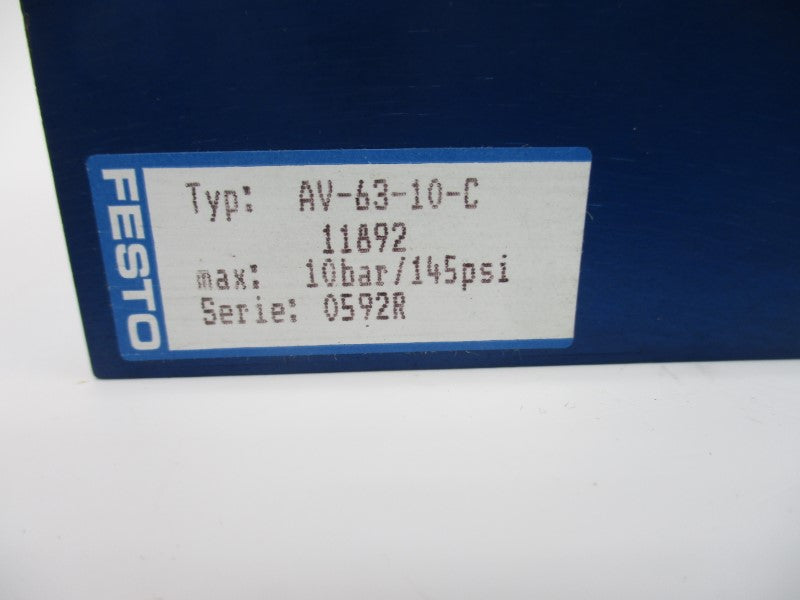 FESTO AV-63-10-C 11892 145PSI (AS PICTURED) NSNP
