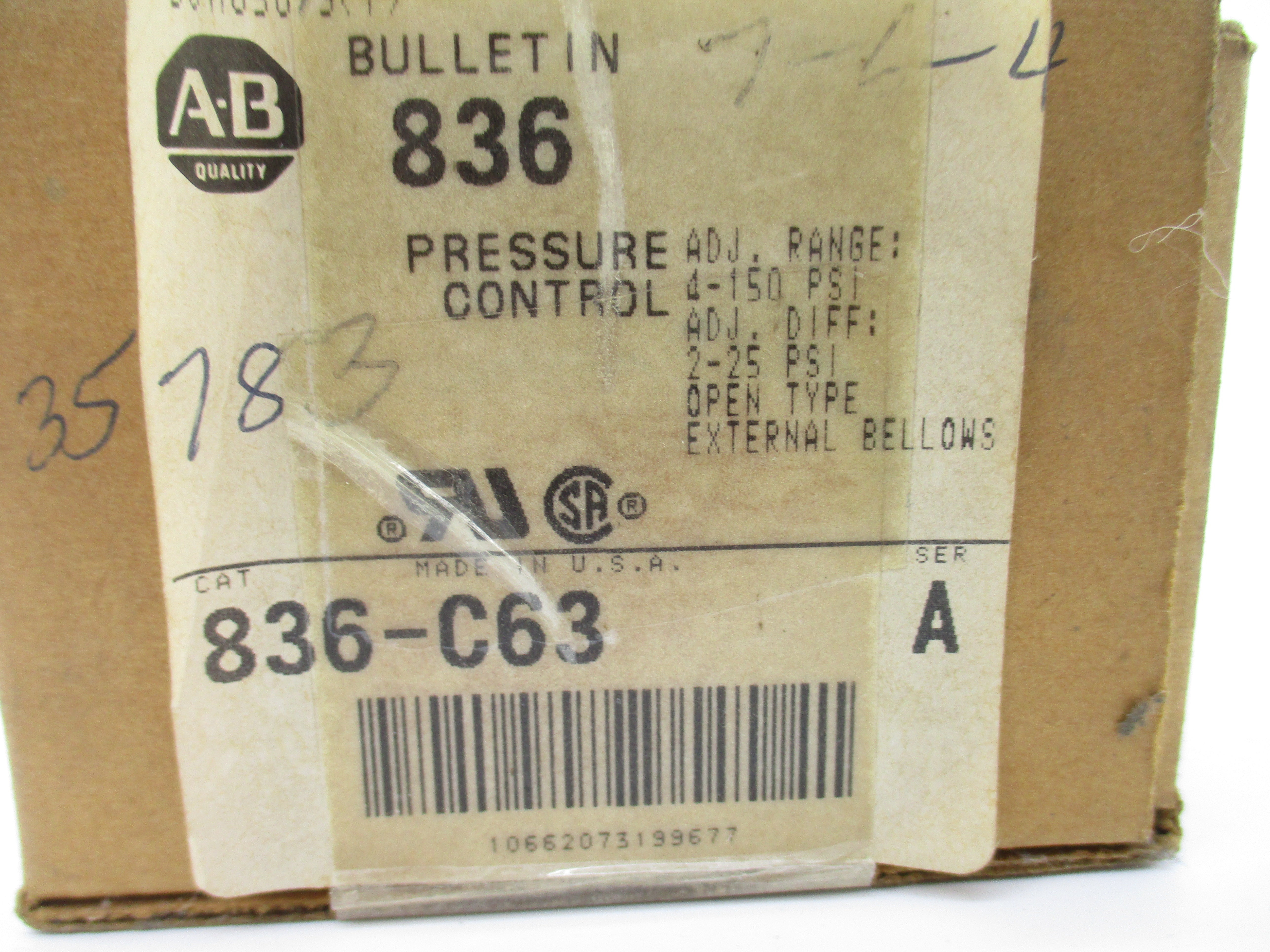 ALLEN BRADLEY 836-C63 SER. A 24-600V 4-150PSI (BR/YL) NSMP
