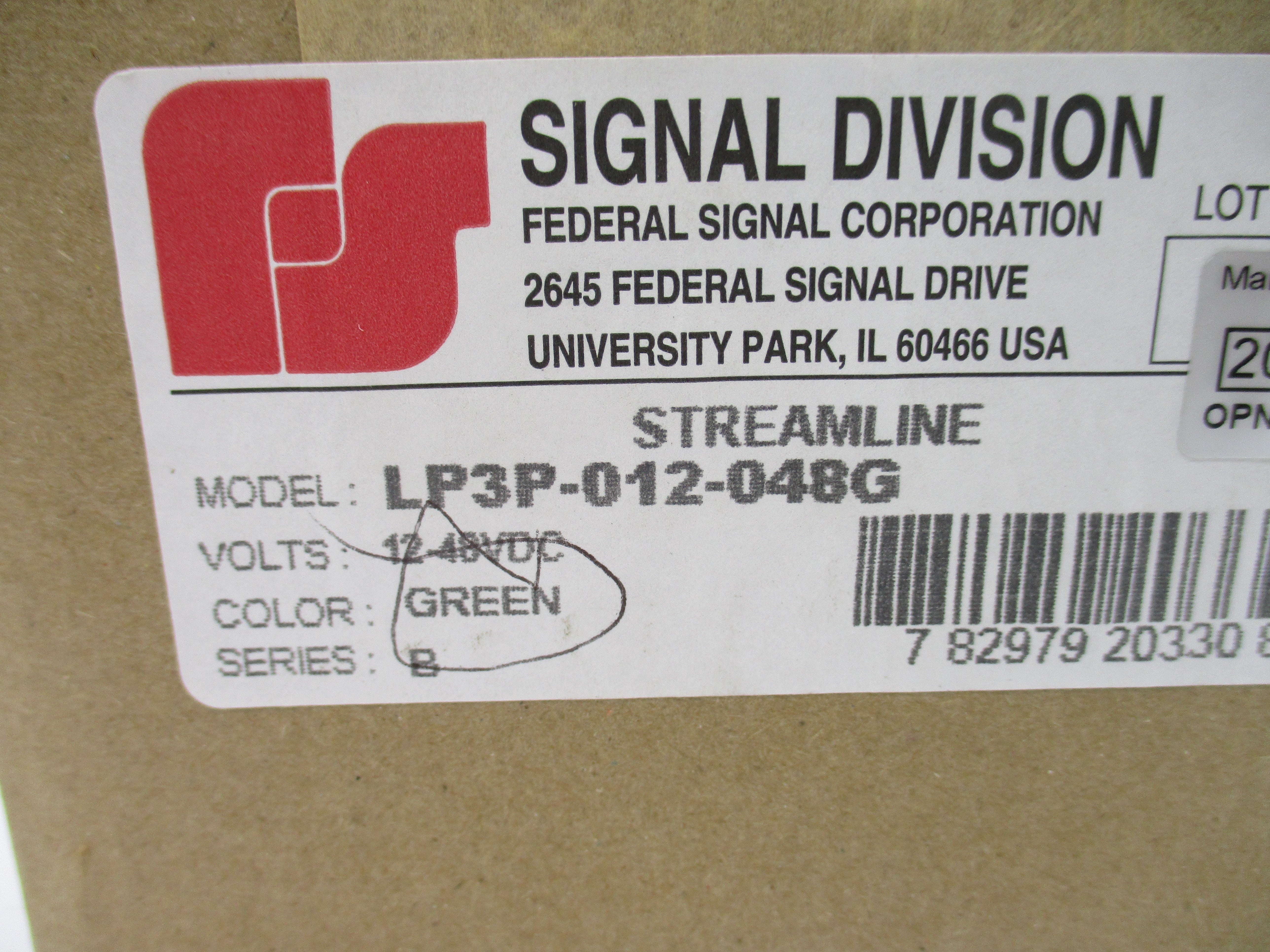 FEDERAL SIGNAL LP3P-012-048G SER. B 12-48VDC NSFS