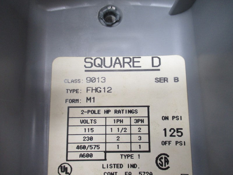 SQUARE D 9013FHG12M1 SER. B 460/575V 125PSI NSNP