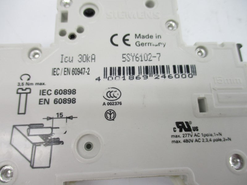 SIEMENS 5SY6102-7 230/400V 2A NSNP
