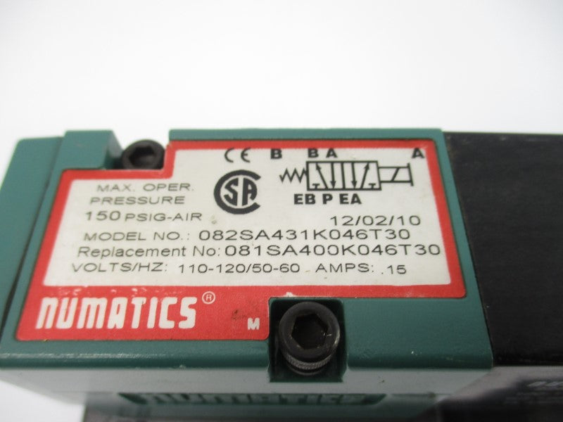 NUMATICS 082SA431K046T30 110/120V .15A 150PSI NSNP