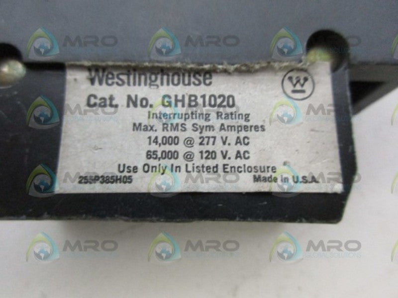 WESTINGHOUSE GHB1020 20AMP 1POLE UNMP