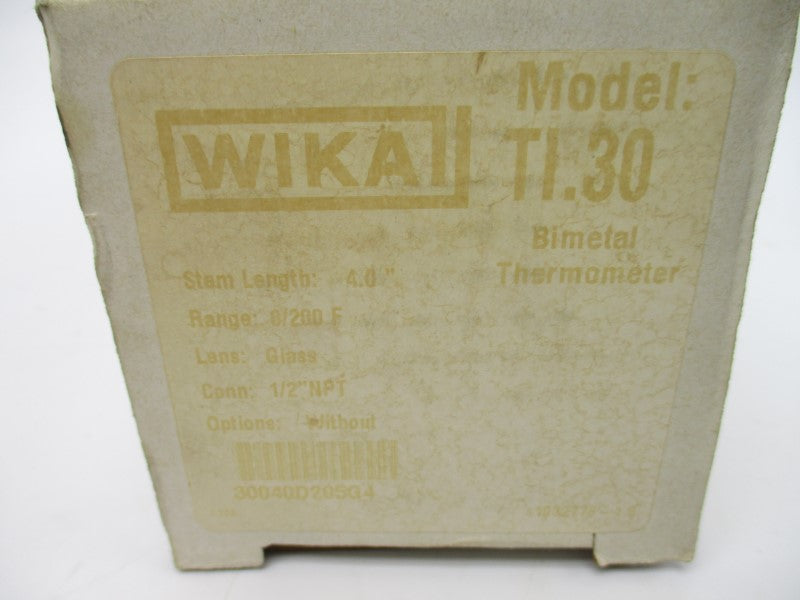 WIKA 30040D205G4 TI.30 0-200'F 4.0" NSMP