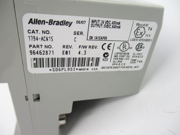 ALLEN BRADLEY 1794-ACN15 SER. C F/W 4.3 24VDC NSNP