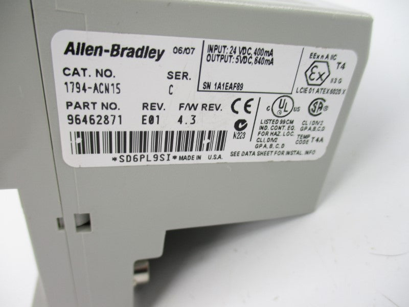 ALLEN BRADLEY 1794-ACN15 SER. C F/W 4.3 24VDC NSNP