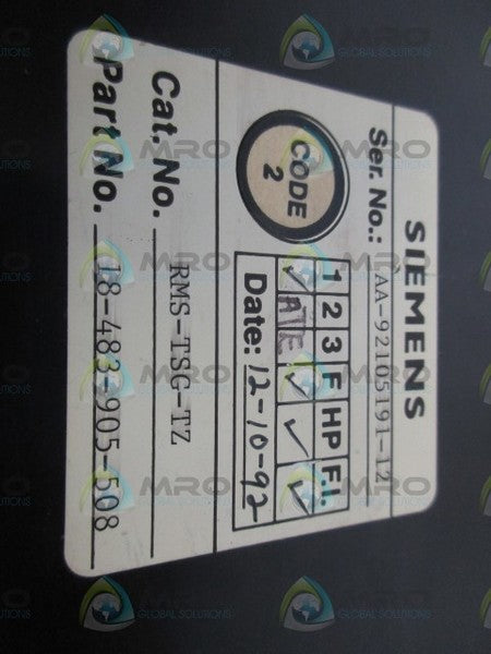 SIEMENS 18-483-905-508 STATIC TRIP UNMP