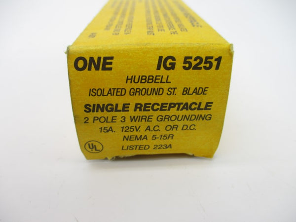 HUBBELL IG5251 125VAC/DC 15A NSMP