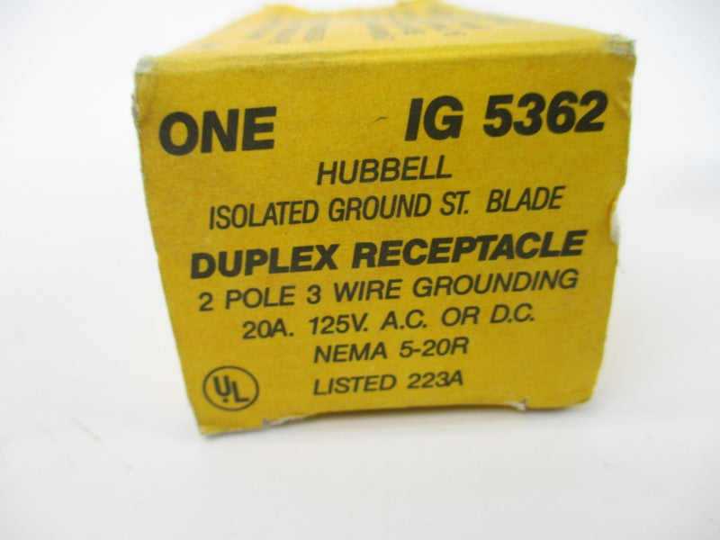 HUBBELL IG5362 125VAC/DC 20A NSMP