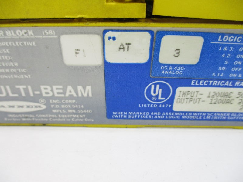 BANNER ENGINEERING SBF1PBAT3 120VAC UNMP