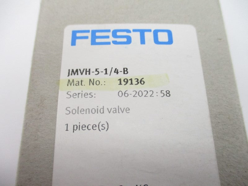 FESTO JMVH-5-1/4-B 19136 20.4-26.4VDC 29-145PSI NSMP
