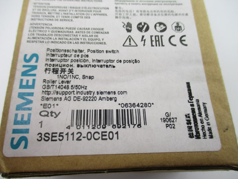 SIEMENS 3SE5112-0CE01 240V 6A NSMP