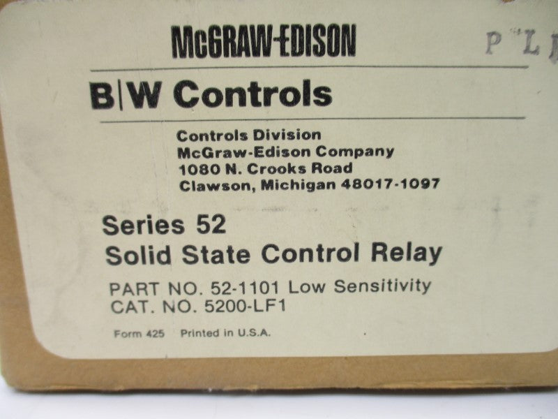 BW CONTROLS 52-110100 5200-LF1 SER. 52 240VAC 10A NSMP