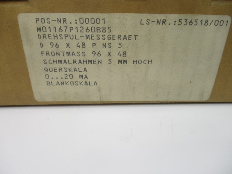 INDUSTRIAL MRO M01167P1260B85 NSMP