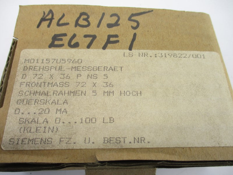 SIEMENS M01157U5960 0-100LB NSMP