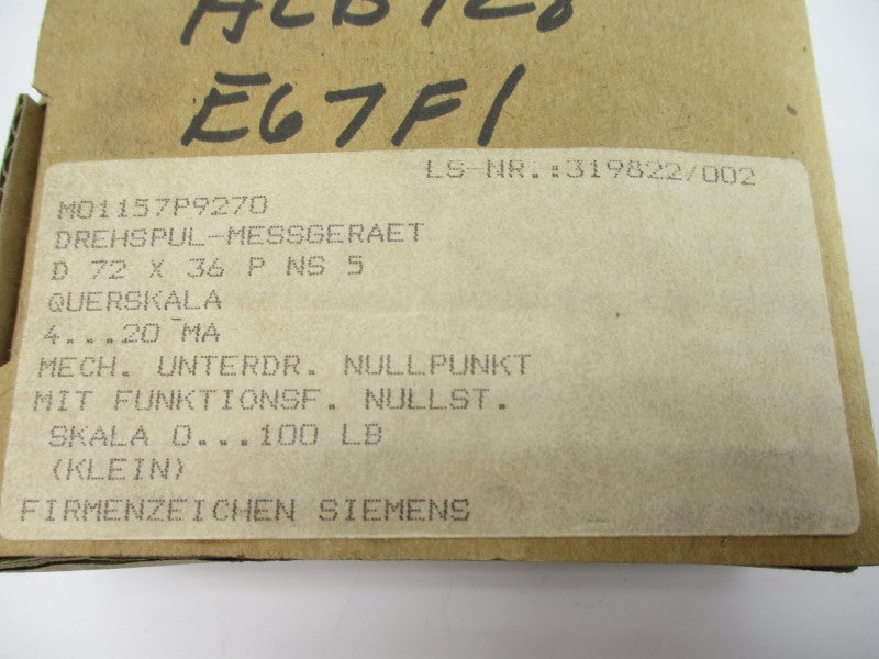 SIEMENS M01157P9270 0-100LB NSMP