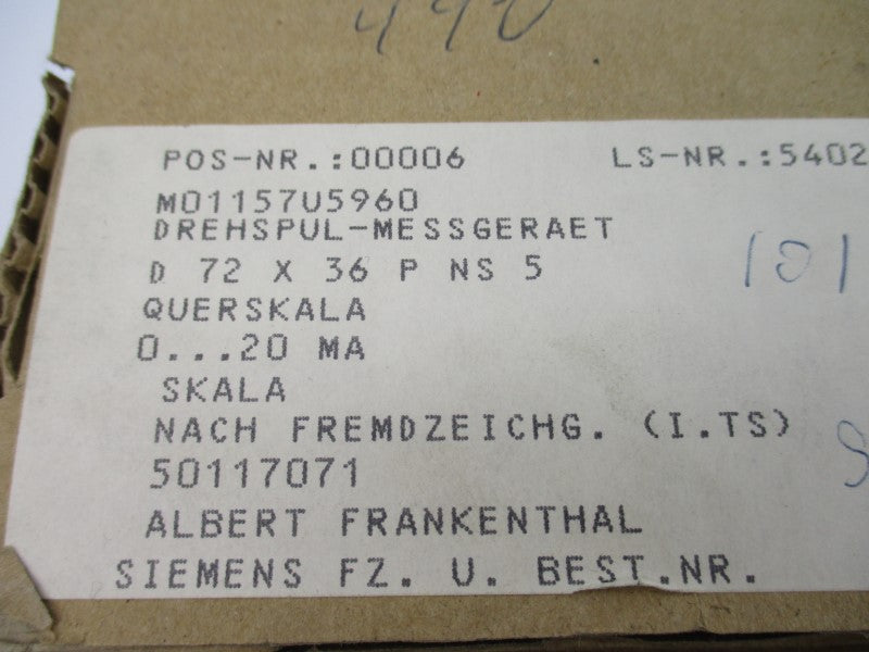 SIEMENS M01157U5960 0.6-0-0.6INCH NSMP