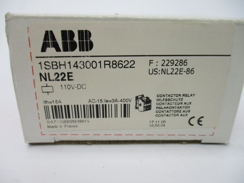 ABB 1SBH143001R8622 NL22E 110VDC 16A NSMP